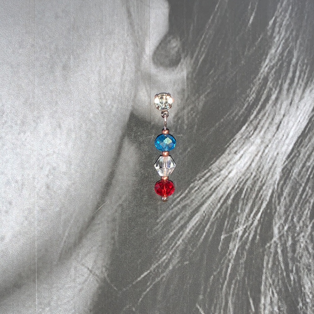 Handcrafted Stud Post Earrings USA Red-White-Blue